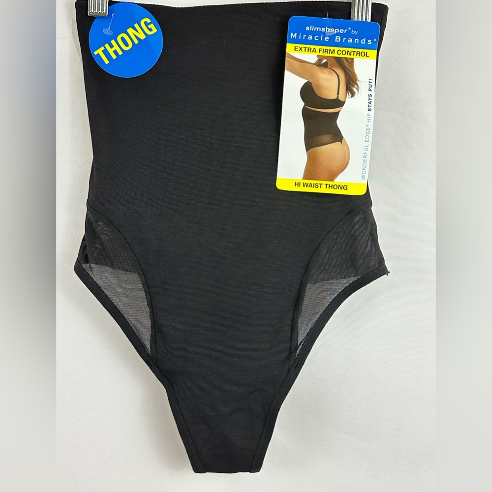 Slimshaper by Miracle Brands - Black Extra Firm Control Hi Waist Thong S…